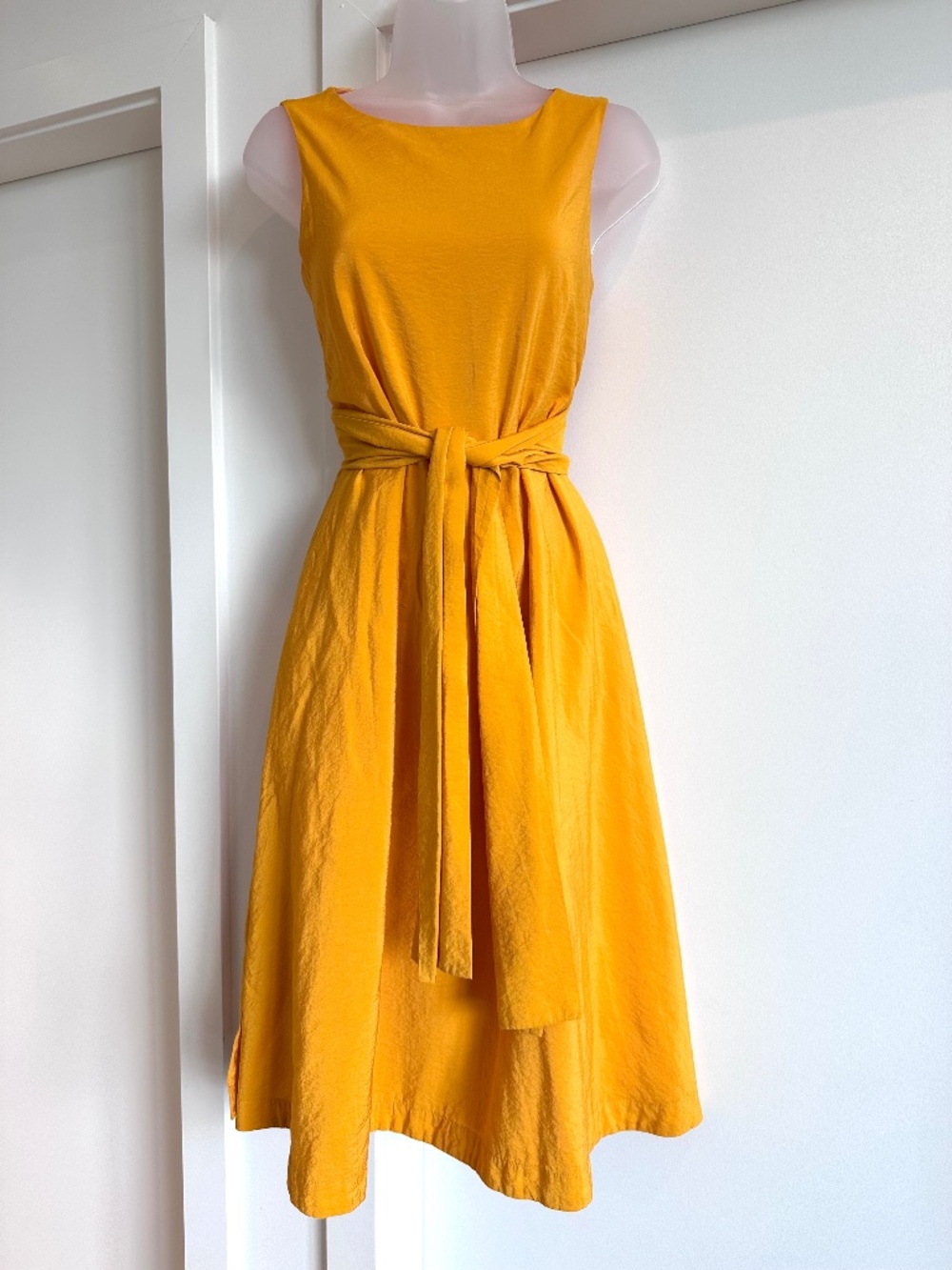 Bright golden yellow tie-front dress - Picture 1 of 8